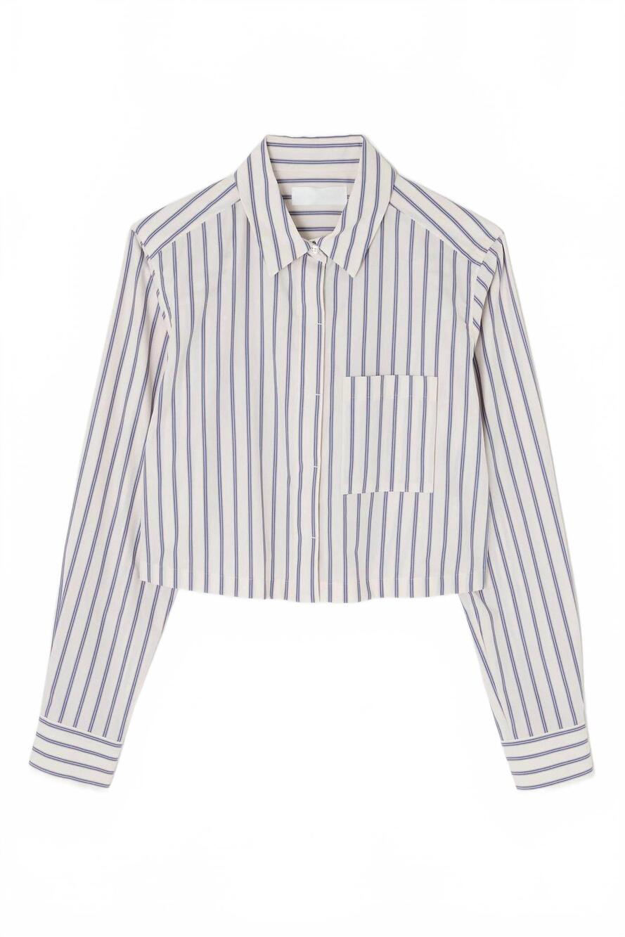 NEW MOUSSY women's vintage striped cropped shirt in multi white
